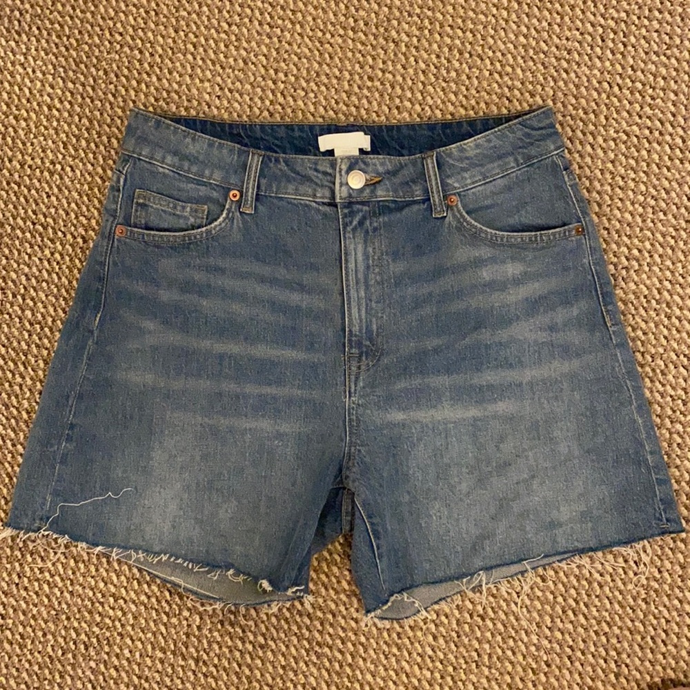 H&M light blue high waisted denim shorts
